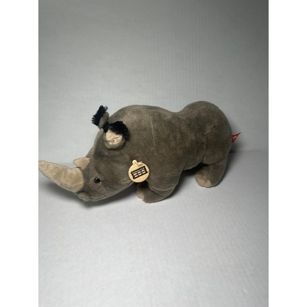 Honolulu Zoo Rhinoceros Plush Gray Stuffed Animal Wildlife Rhino Souvenir 7 Inch